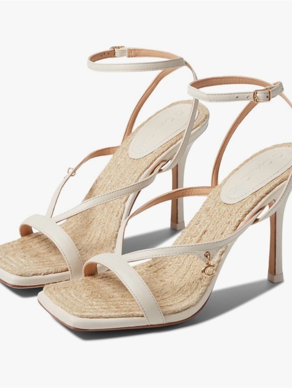 Coach Cream Ankle-Strap Espadrille Heel Sandals
